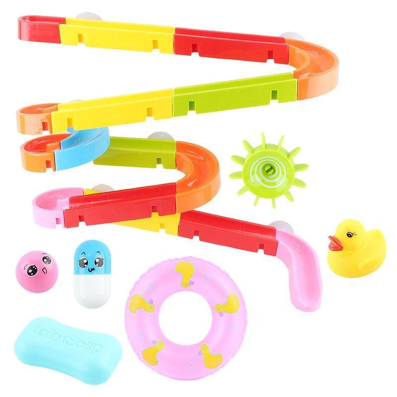 Stevvex bath toys spiral marble race track with suction cups and duck on Tampa Home & Garden Store