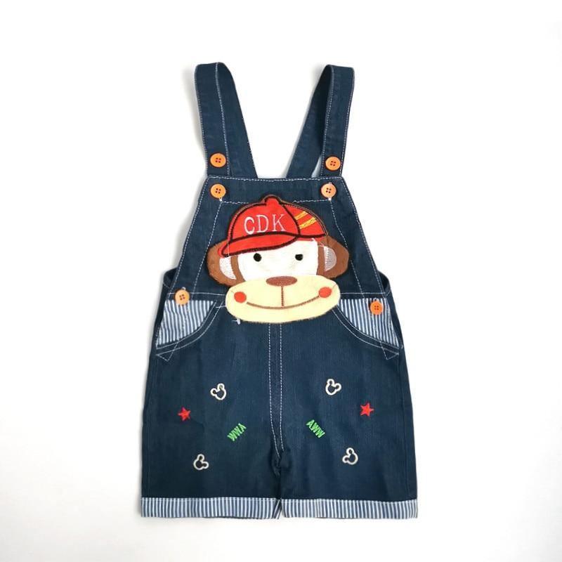 Denim blue baby romper overalls with monkey face by Stevvex on Tampa Home & Garden Store