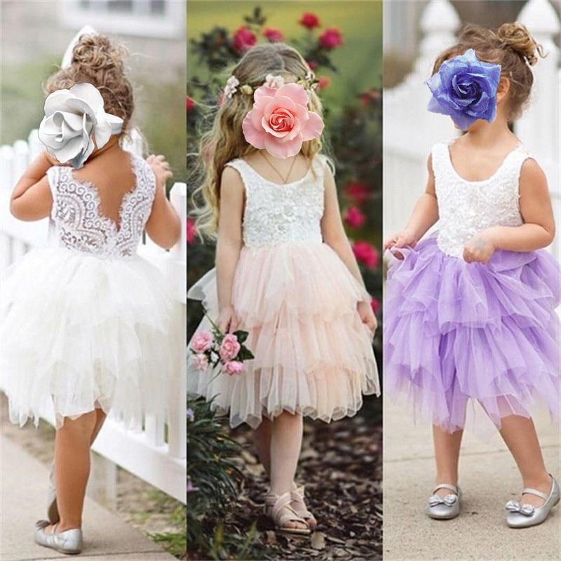 Stevvex luxury lace tulle dresses set of 3 (white blush lavender) for girls 1-6 years on Tampa Home & Garden Store