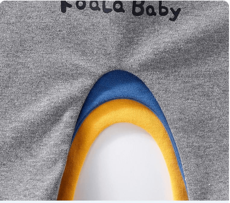 Stevvex baby pants gray knit with blue and yellow bear ear details on Tampa Home & Garden Store