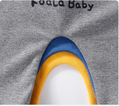 Stevvex baby pants gray knit with blue and yellow bear ear details on Tampa Home & Garden Store