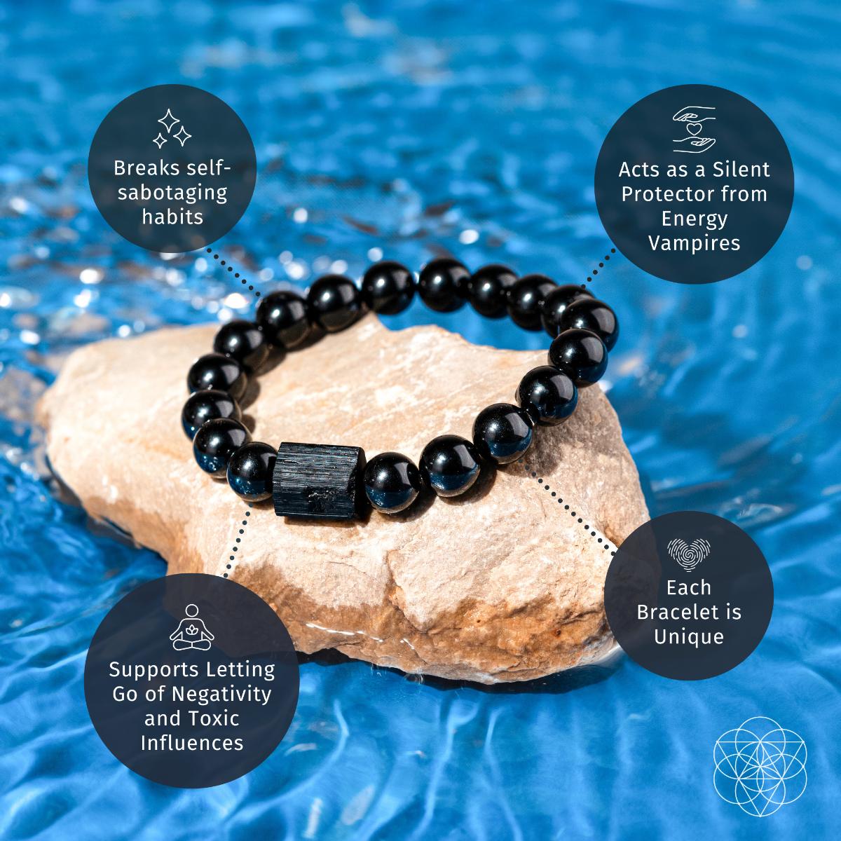 Habit Breaker - Black Obsidian & Tourmaline Bracelet - Tampa Home & Garden Store