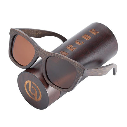 Stevvex wooden sunglasses with polarized brown lenses and bamboo frame UV400 protection on Tampa Home & Garden Store