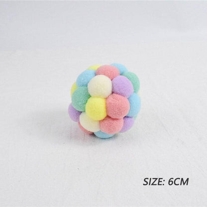 Stevvex plush pet toy ball multicolor pom-pom sphere for cats, 6 cm on Tampa Home & Garden Store