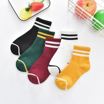 5 Pairs Stevvex Baby Boys Winter Cotton Socks in assorted colors with striped cuffs on Tampa Home & Garden Store