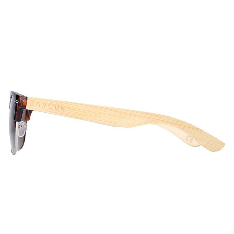 Sunglasses bamboo wood arms BARCUR logo polarized UV400 lenses unisex modern retro style on Tampa Home & Garden Store