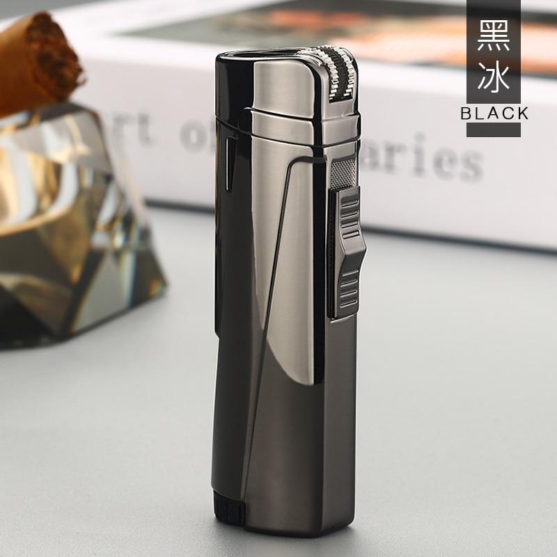 Stevvex black metal three-torch turbo lighter for cigarettes on Tampa Home & Garden Store