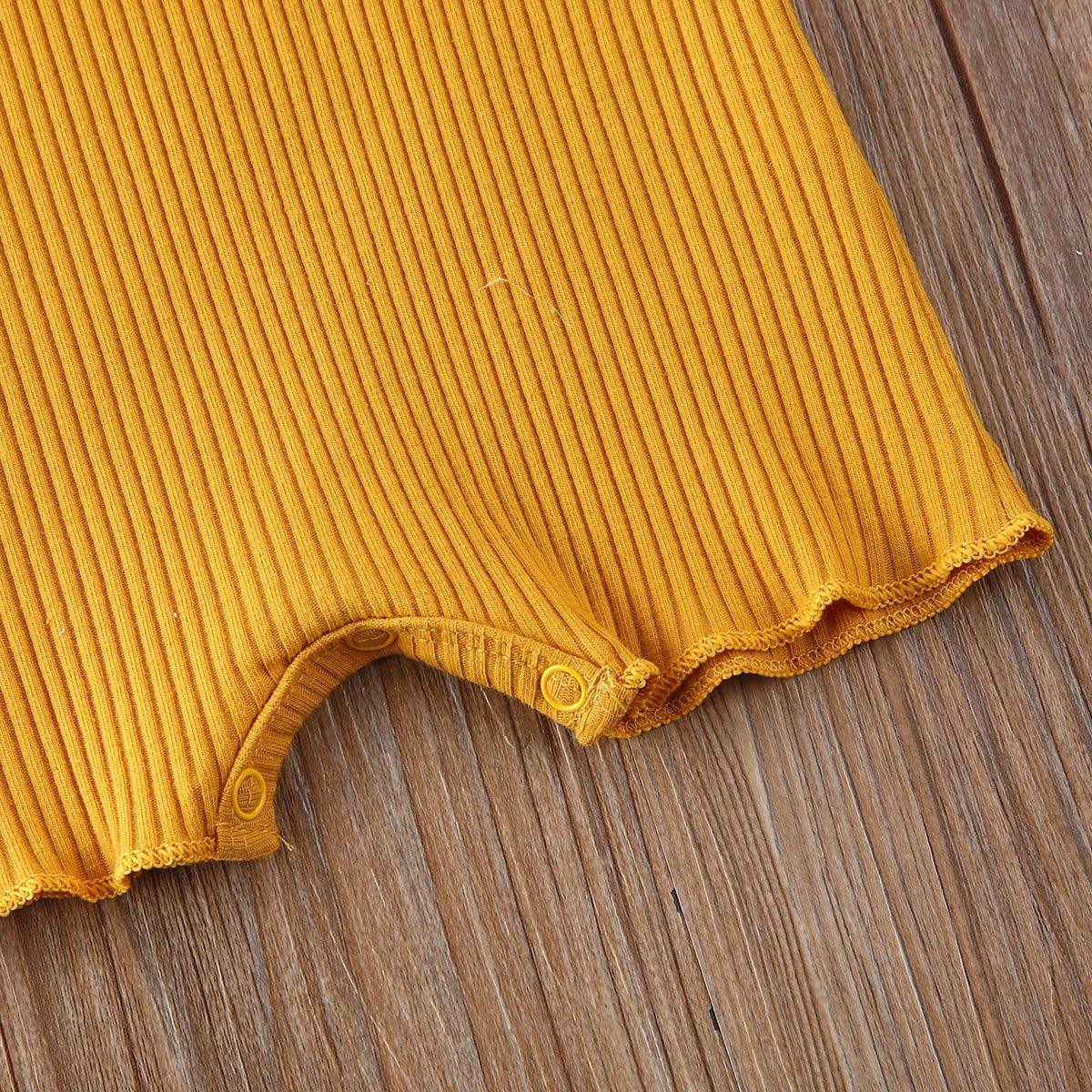 Baby romper ribbed mustard cotton jumpsuit with snap closures on Tampa Home & Garden Store