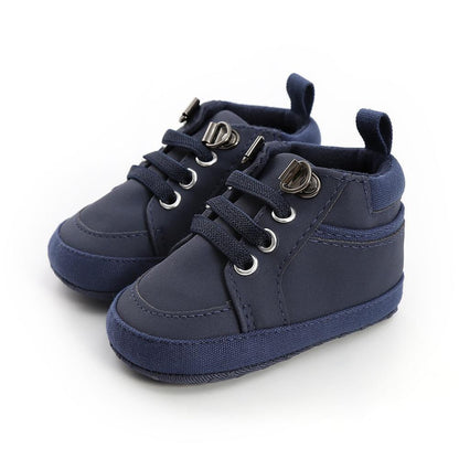 Warm newborn first walkers shoes navy blue lace-up pair with soft soles by Stevvex on Tampa Home & Garden Store