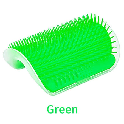 Cat massage brush in green by Stevvex with soft silicone bristles, curved wall-mounted grooming tool on Tampa Home & Garden Store