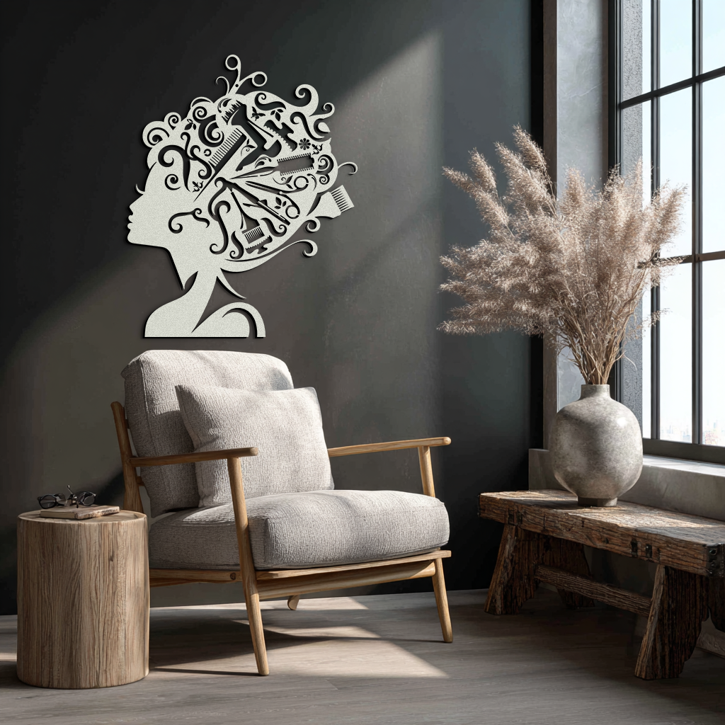 Hair Stylist Metal Wall Art - Steel Wall Decor for Salons and Studios - KAF004 - Tampa Home & Garden Store