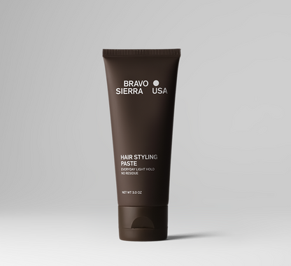 Hair styling paste by Bravo Sierra USA in dark brown packaging everyday light hold on Tampa Home & Garden Store