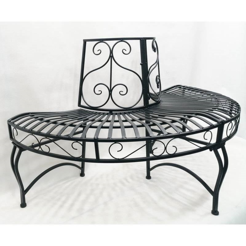 Half-Circle Outdoor Black Powder Coated Aluminum Tree Bench - Tampa Home & Garden Store