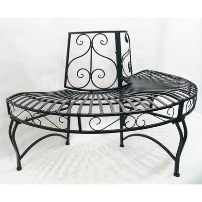 Half-Circle Outdoor Black Powder Coated Aluminum Tree Bench - Tampa Home & Garden Store