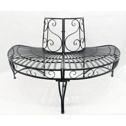 Half-Circle Outdoor Black Powder Coated Aluminum Tree Bench - Tampa Home & Garden Store
