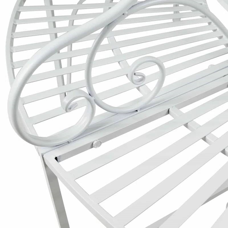 Half-Circle White Metal Outdoor Patio Garden Tree Bench - Tampa Home & Garden Store