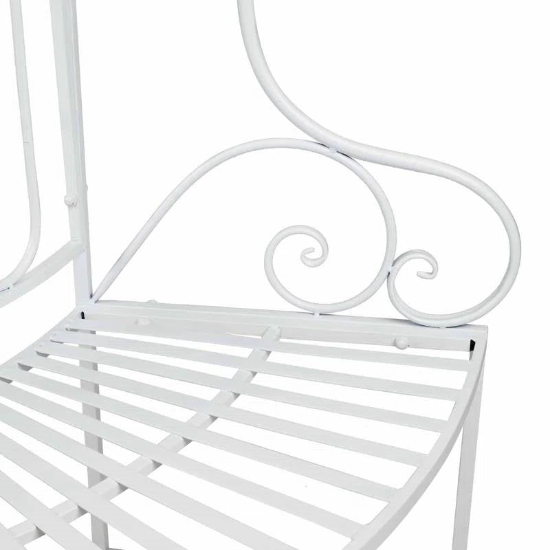 Half-Circle White Metal Outdoor Patio Garden Tree Bench - Tampa Home & Garden Store