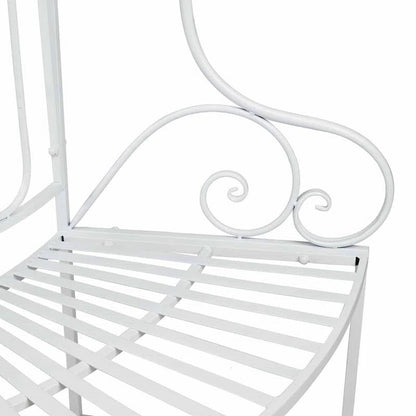 Half-Circle White Metal Outdoor Patio Garden Tree Bench - Tampa Home & Garden Store