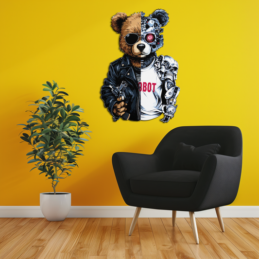 Half Cyborg Bear Wall Decor – Edgy Robo Teddy with Attitude-KAFUVM022 - Tampa Home & Garden Store
