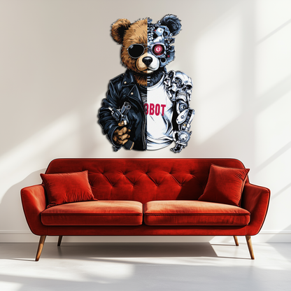 Half Cyborg Bear Wall Decor – Edgy Robo Teddy with Attitude-KAFUVM022 - Tampa Home & Garden Store