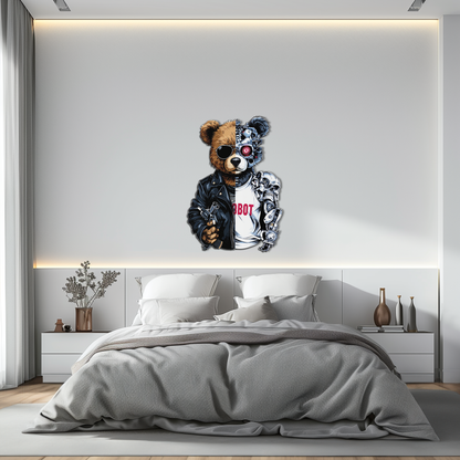 Half Cyborg Bear Wall Decor – Edgy Robo Teddy with Attitude-KAFUVM022 - Tampa Home & Garden Store