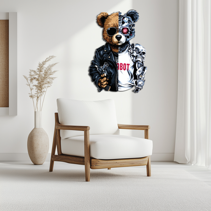Half Cyborg Bear Wall Decor – Edgy Robo Teddy with Attitude-KAFUVM022 - Tampa Home & Garden Store