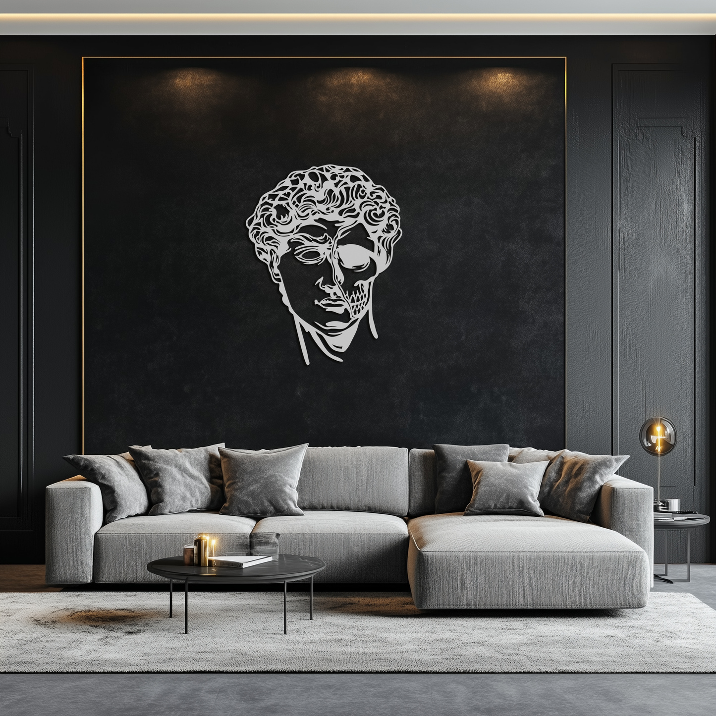 Half Skull David Head Metal Wall Art – Modern Classical Death Fusion Decor- KAF630 - Tampa Home & Garden Store