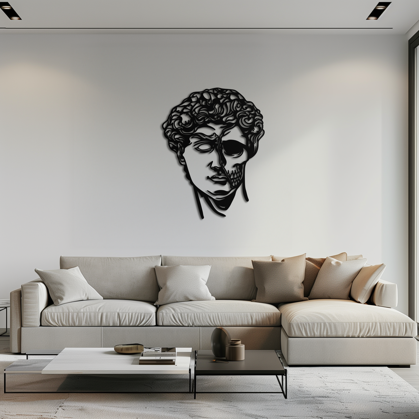 Half Skull David Head Metal Wall Art – Modern Classical Death Fusion Decor- KAF630 - Tampa Home & Garden Store