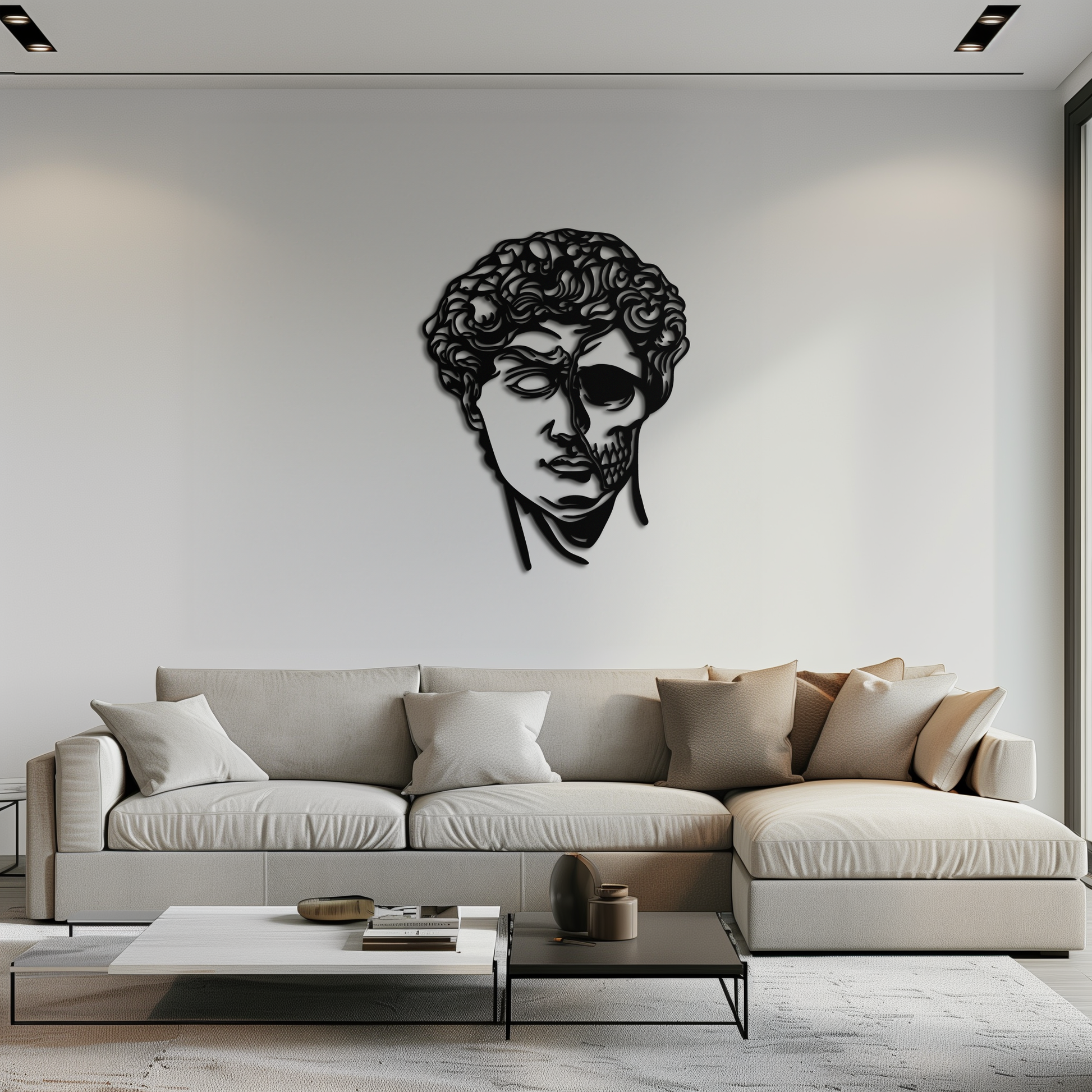 Half Skull David Head Metal Wall Art – Modern Classical Death Fusion Decor- KAF630 - Tampa Home & Garden Store