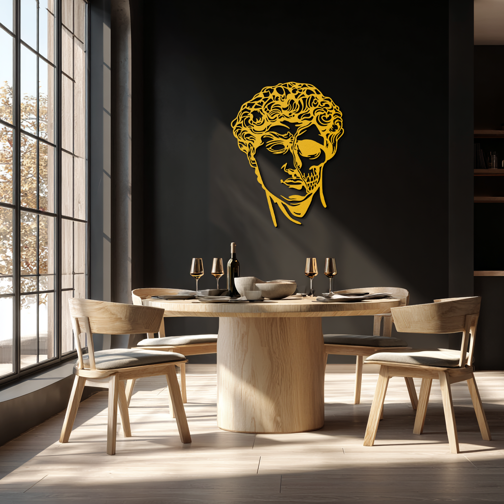 Half Skull David Head Metal Wall Art – Modern Classical Death Fusion Decor- KAF630 - Tampa Home & Garden Store