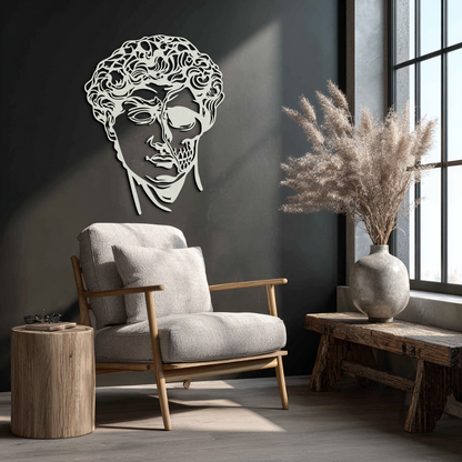 Half Skull David Head Metal Wall Art – Modern Classical Death Fusion Decor- KAF630 - Tampa Home & Garden Store