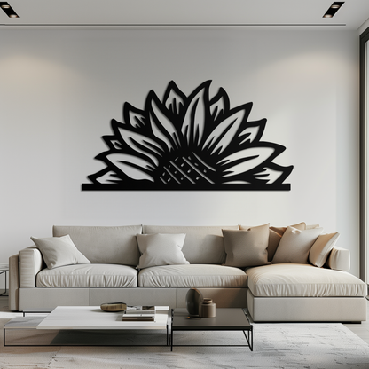 Half Sunflower Metal Wall Art – Nature-Inspired Floral Silhouette for Bright Interiors- KAF696 - Tampa Home & Garden Store