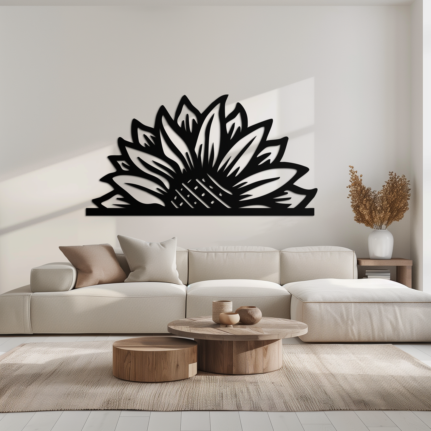 Half Sunflower Metal Wall Art – Nature-Inspired Floral Silhouette for Bright Interiors- KAF696 - Tampa Home & Garden Store