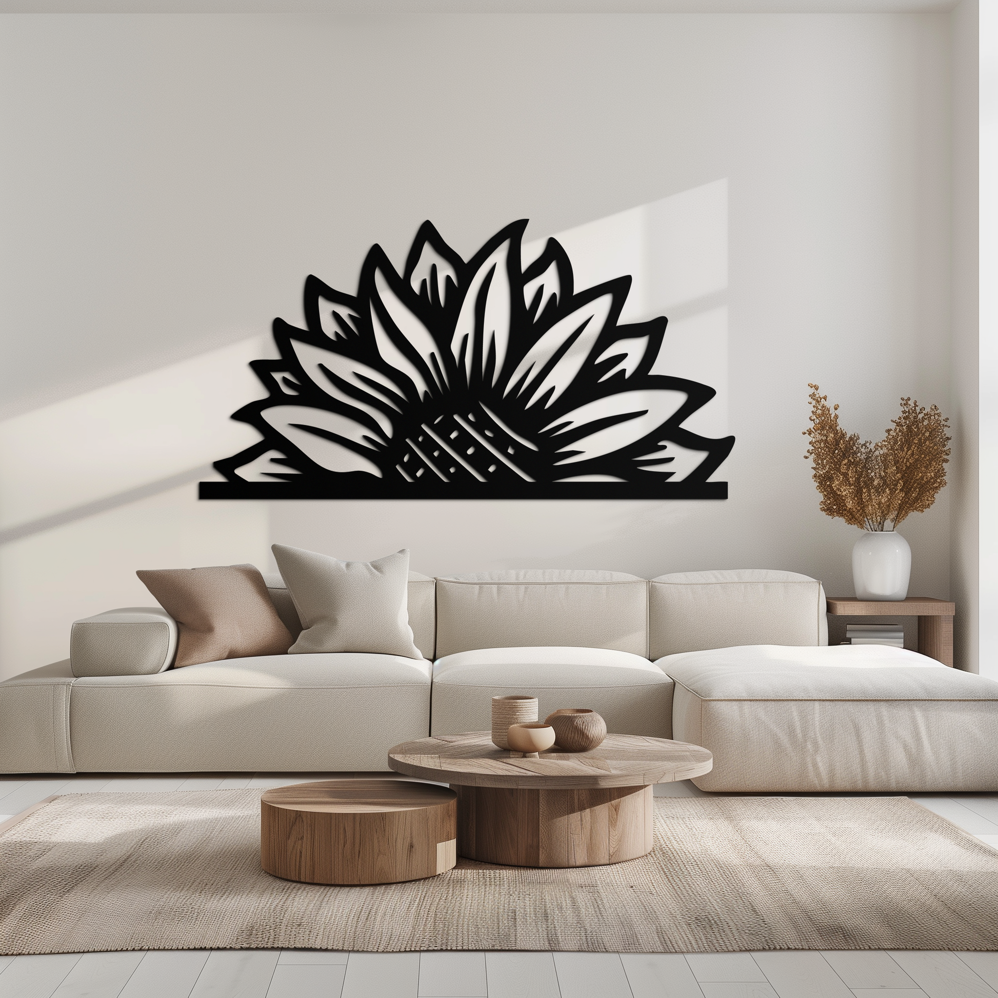 Half Sunflower Metal Wall Art – Nature-Inspired Floral Silhouette for Bright Interiors- KAF696 - Tampa Home & Garden Store