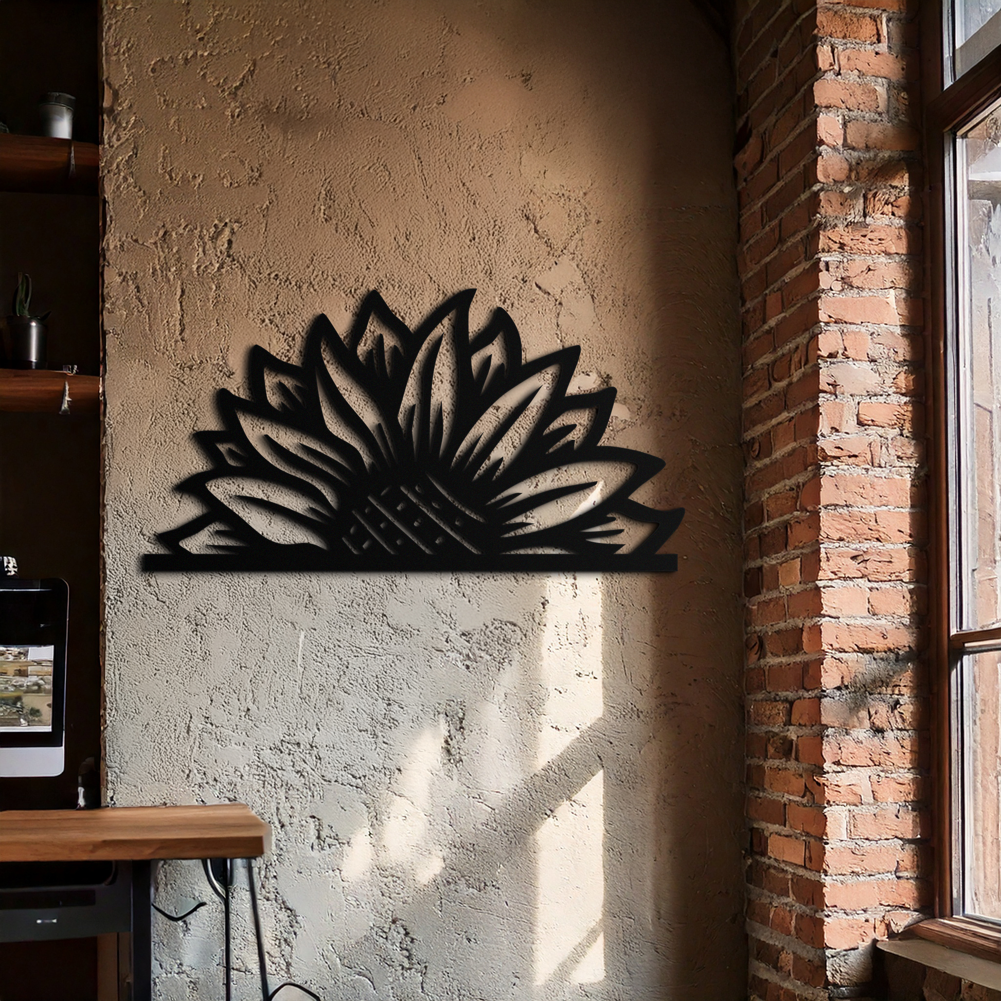 Half Sunflower Metal Wall Art – Nature-Inspired Floral Silhouette for Bright Interiors- KAF696 - Tampa Home & Garden Store