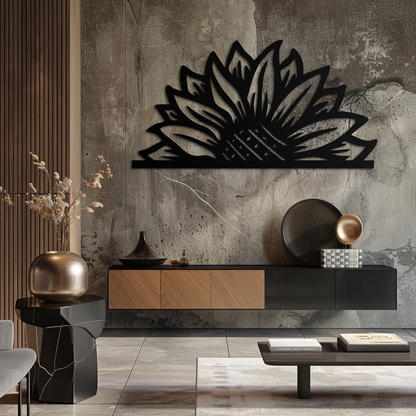 Half Sunflower Metal Wall Art – Nature-Inspired Floral Silhouette for Bright Interiors- KAF696 - Tampa Home & Garden Store