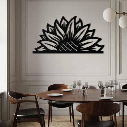 Half Sunflower Metal Wall Art – Nature-Inspired Floral Silhouette for Bright Interiors- KAF696 - Tampa Home & Garden Store