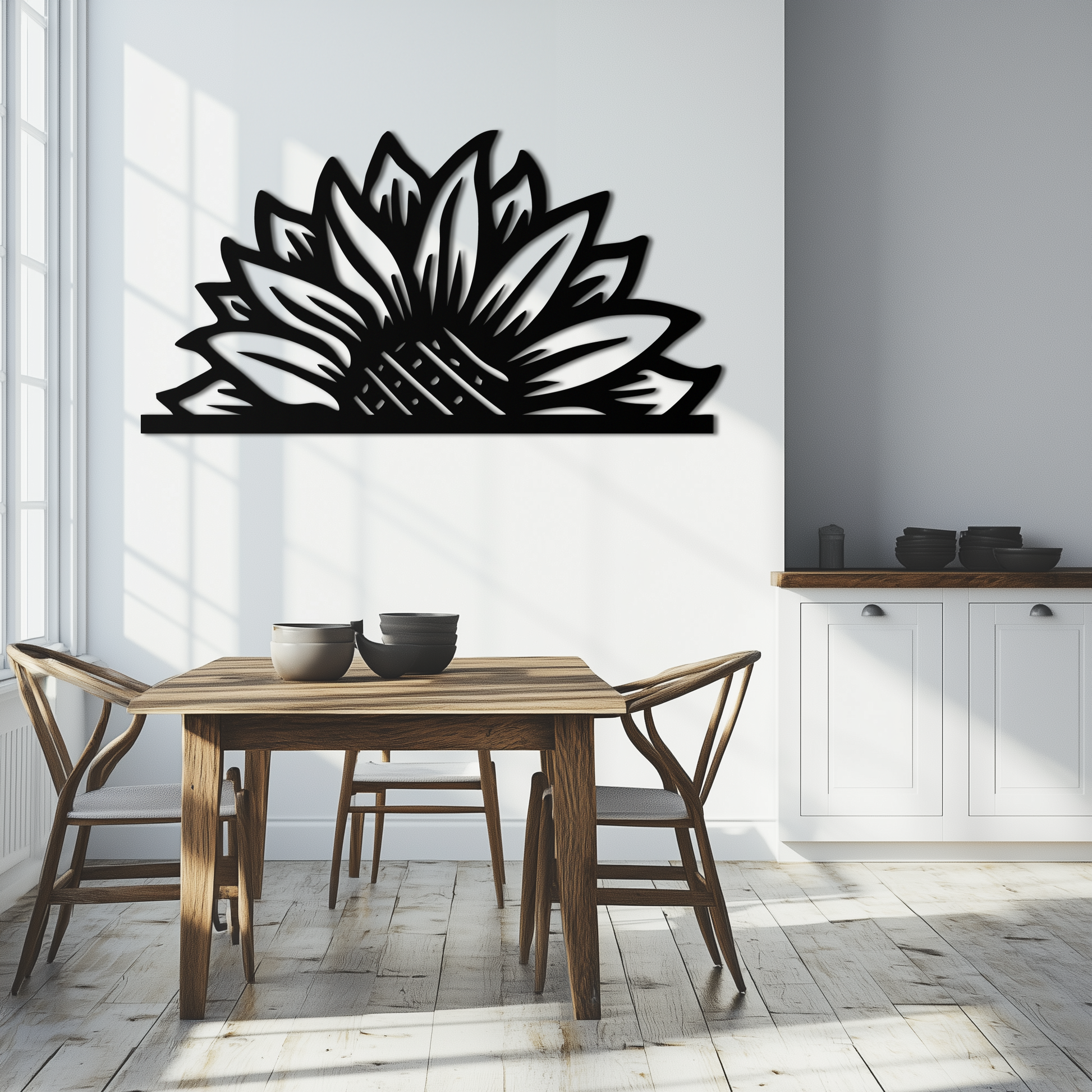 Half Sunflower Metal Wall Art – Nature-Inspired Floral Silhouette for Bright Interiors- KAF696 - Tampa Home & Garden Store