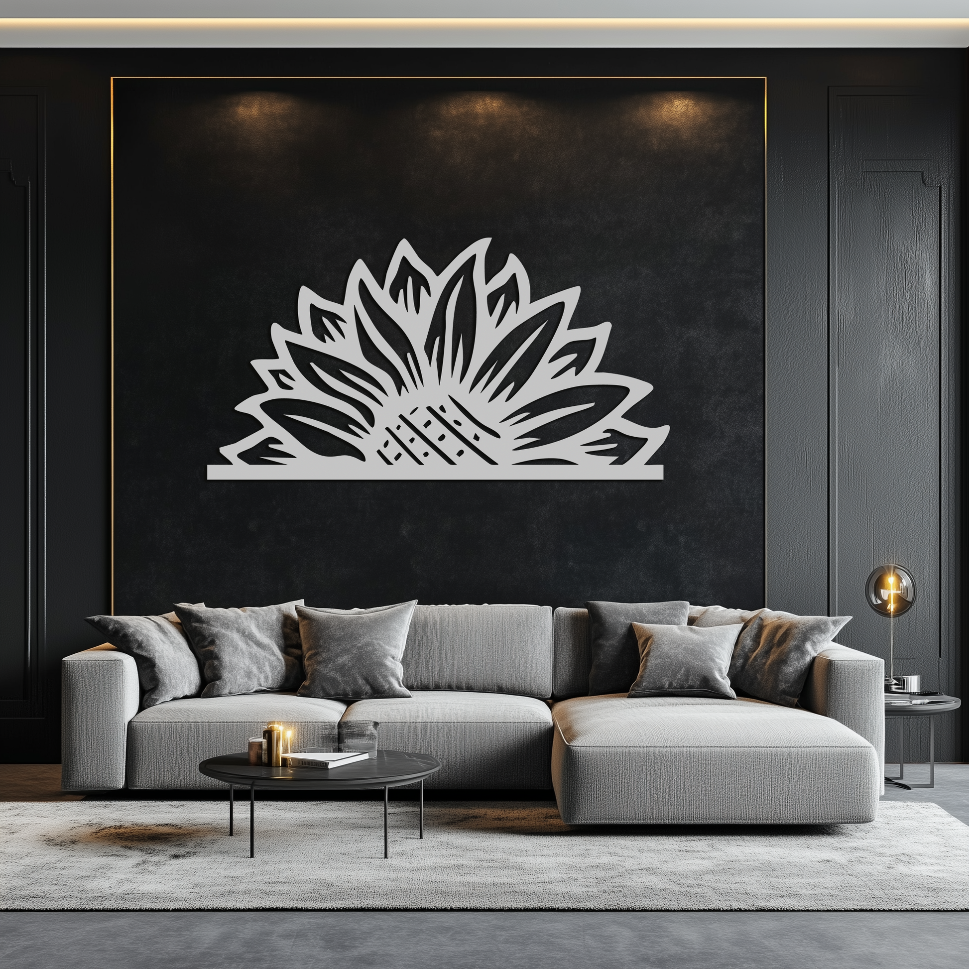 Half Sunflower Metal Wall Art – Nature-Inspired Floral Silhouette for Bright Interiors- KAF696 - Tampa Home & Garden Store