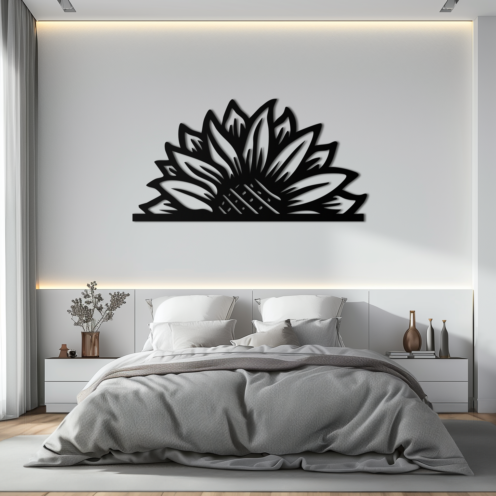 Half Sunflower Metal Wall Art – Nature-Inspired Floral Silhouette for Bright Interiors- KAF696 - Tampa Home & Garden Store
