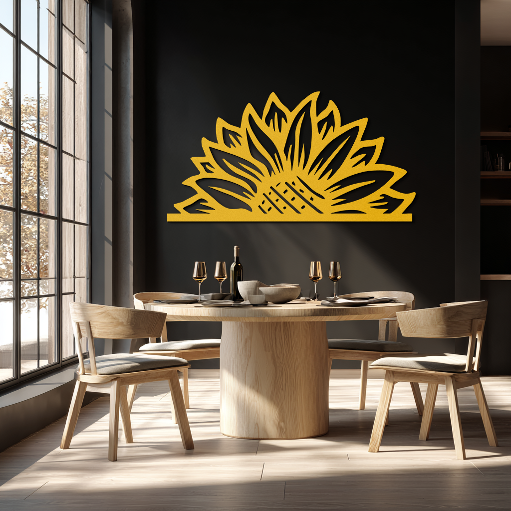 Half Sunflower Metal Wall Art – Nature-Inspired Floral Silhouette for Bright Interiors- KAF696 - Tampa Home & Garden Store