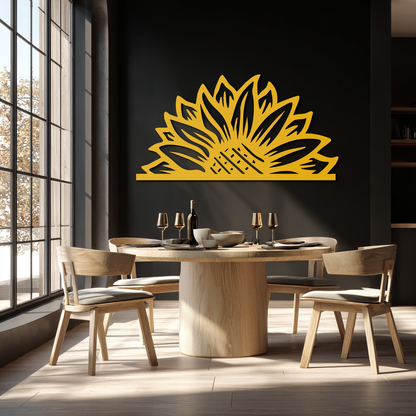 Half Sunflower Metal Wall Art – Nature-Inspired Floral Silhouette for Bright Interiors- KAF696 - Tampa Home & Garden Store