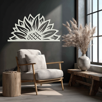 Half Sunflower Metal Wall Art – Nature-Inspired Floral Silhouette for Bright Interiors- KAF696 - Tampa Home & Garden Store