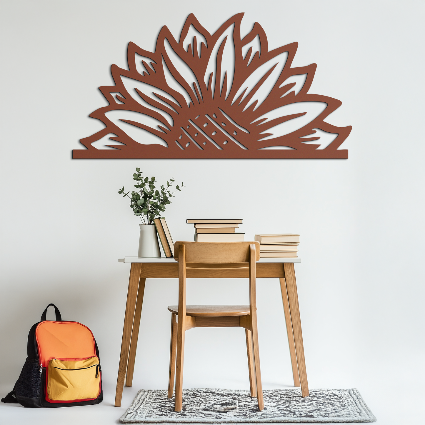 Half Sunflower Metal Wall Art – Nature-Inspired Floral Silhouette for Bright Interiors- KAF696 - Tampa Home & Garden Store