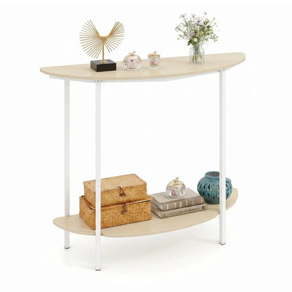 Half Moon Console Table 40 Inch 2 Tier Shelf