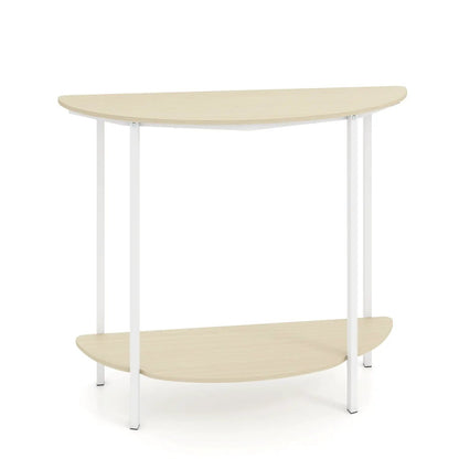 Half Moon Console Table 40 Inch 2 Tier Shelf