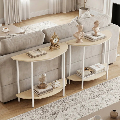 Half Moon Console Table 40 Inch 2 Tier Shelf