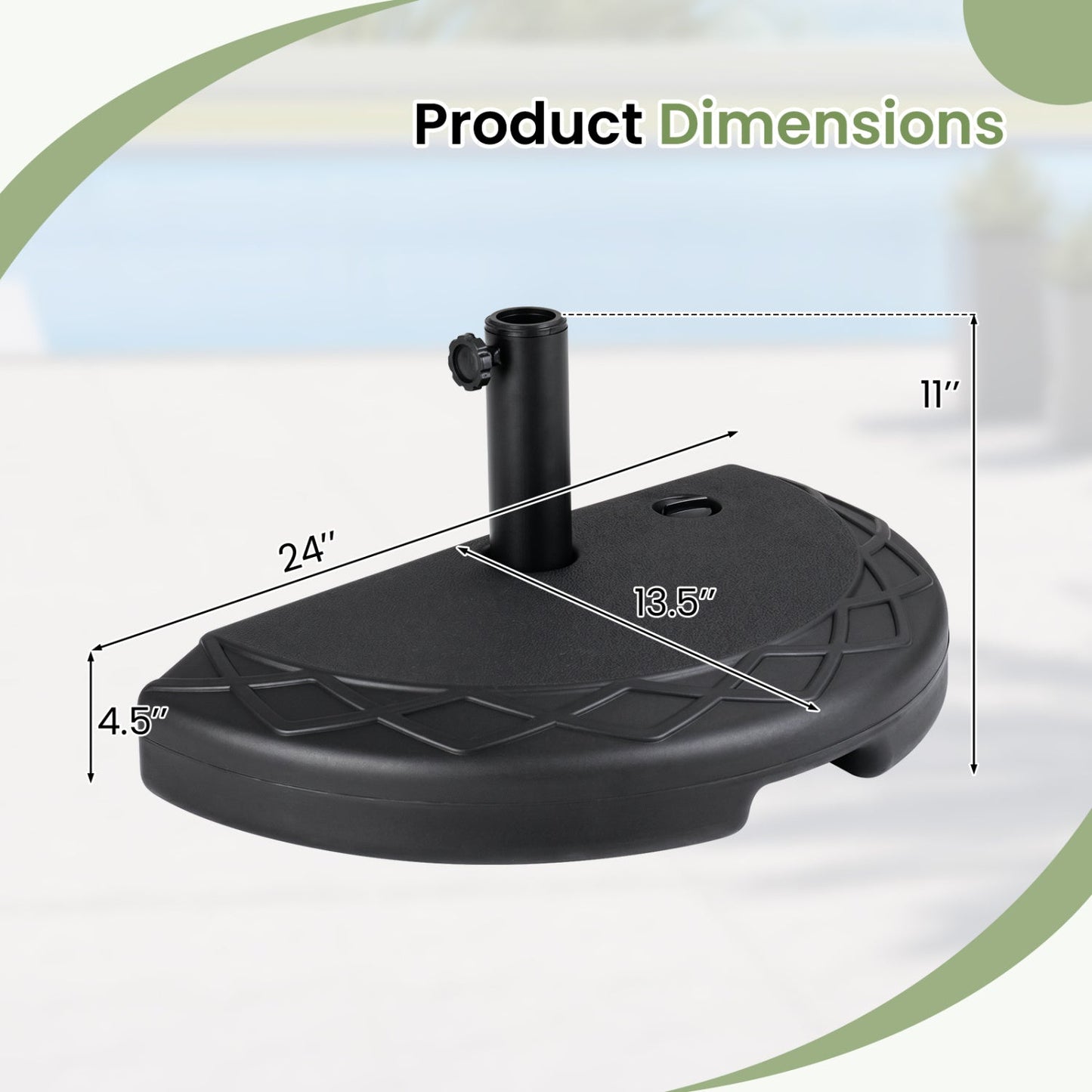 Half Round Umbrella Base Fillable Water and Sand