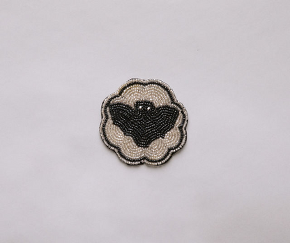 Halloween Bat Beaded Coaster – Handmade Cup Mat with Glass Beads – Gothic Drink Decor – Velvet Backing – Spooky Fall Table Accent - Tampa Home & Garden Store