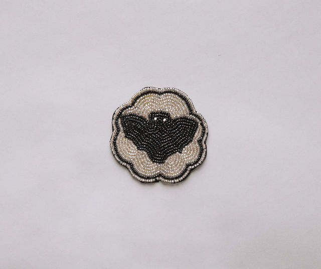 Halloween Bat Beaded Coaster – Handmade Cup Mat with Glass Beads – Gothic Drink Decor – Velvet Backing – Spooky Fall Table Accent - Tampa Home & Garden Store